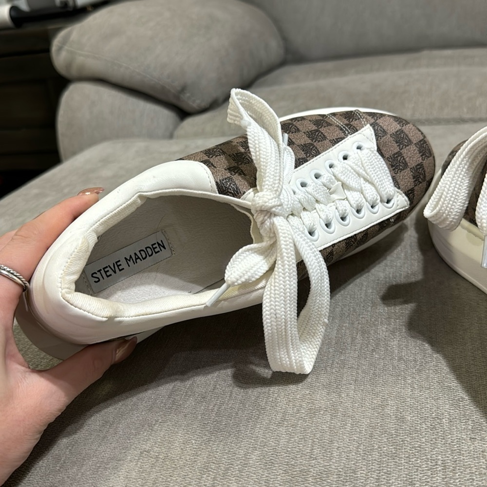Brown Steve Madden Block Print Platform Sneakers - image 6